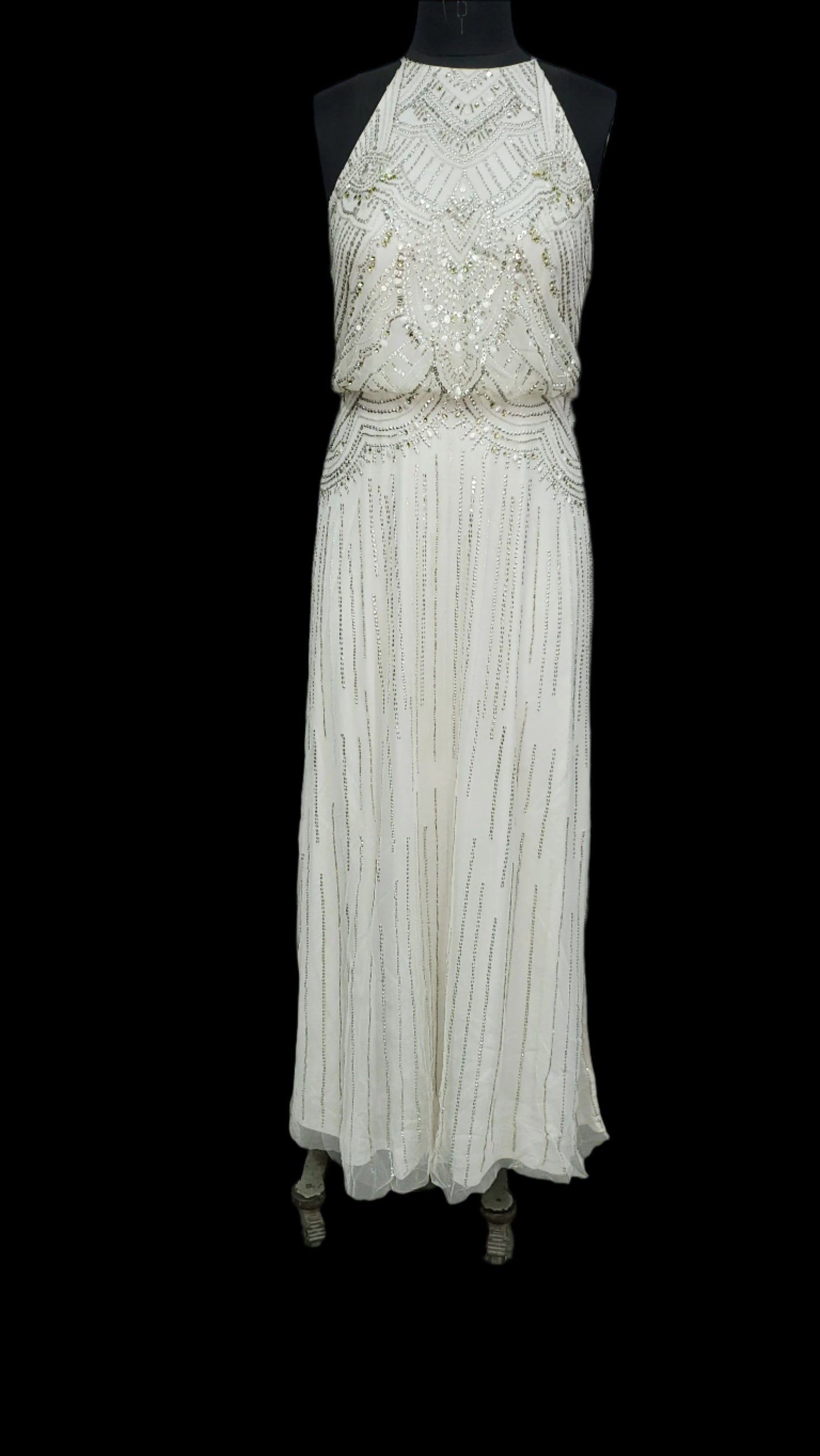 BEADED SEQUINS LONG DRESS